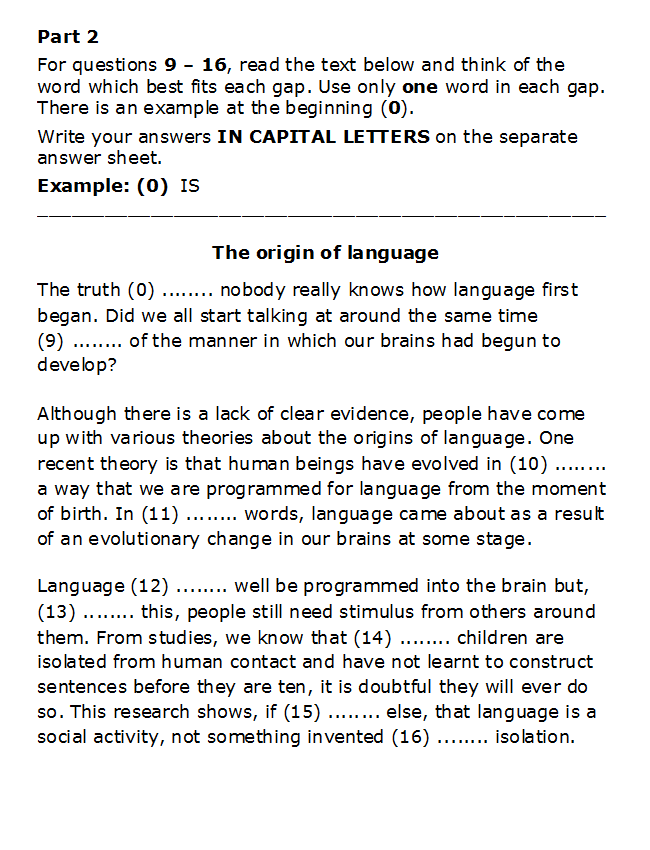 CAE Reading/UOE Part 2 Test